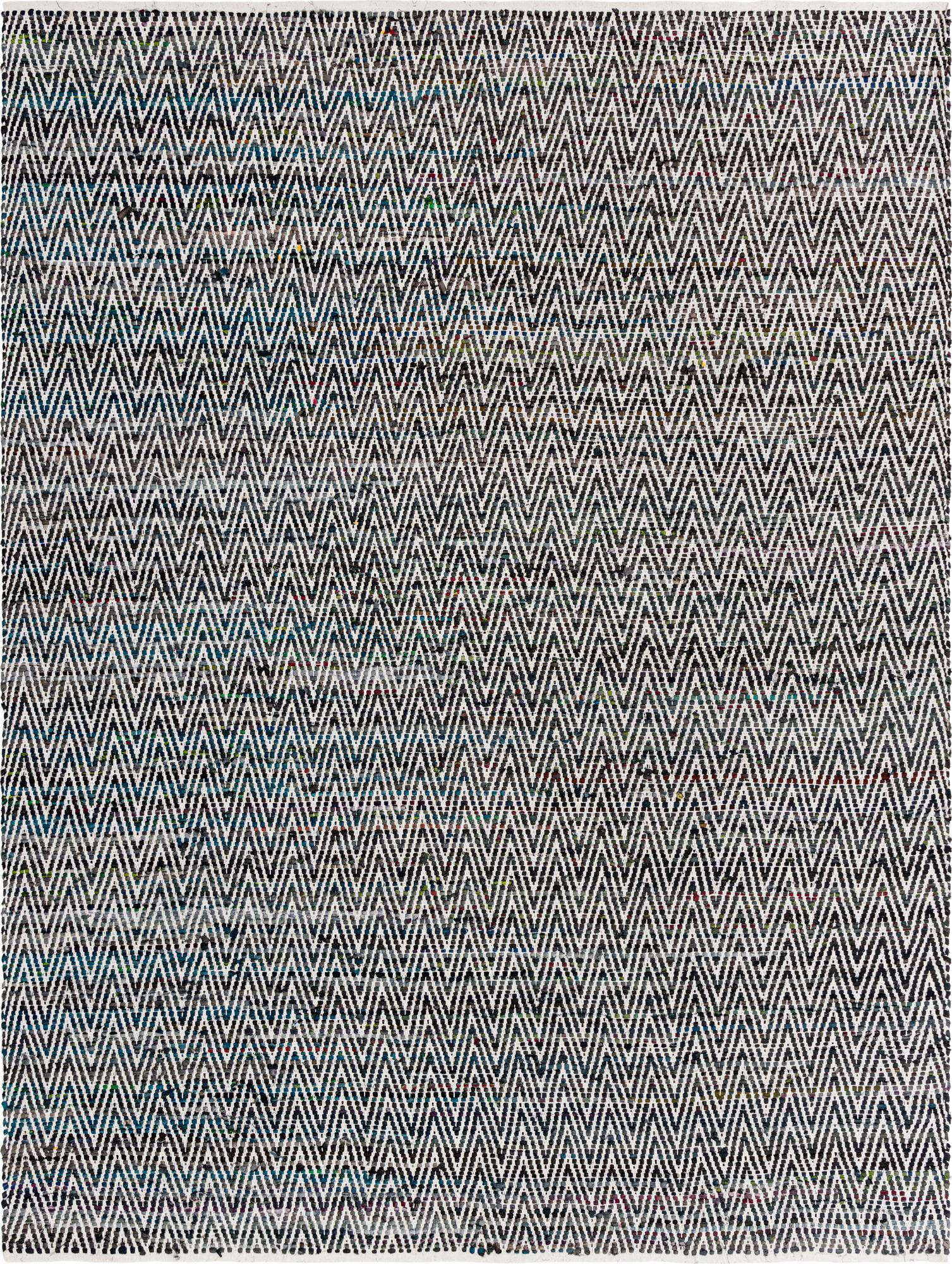 9' x 12' Hopkins · Chevron Chindi Rug, black
