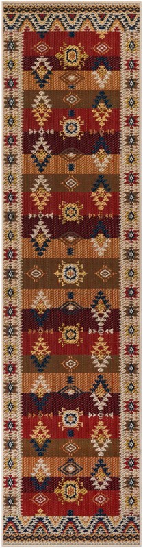 2' 7 x 10' Wilcox · Border Outdoor Rug, rust red