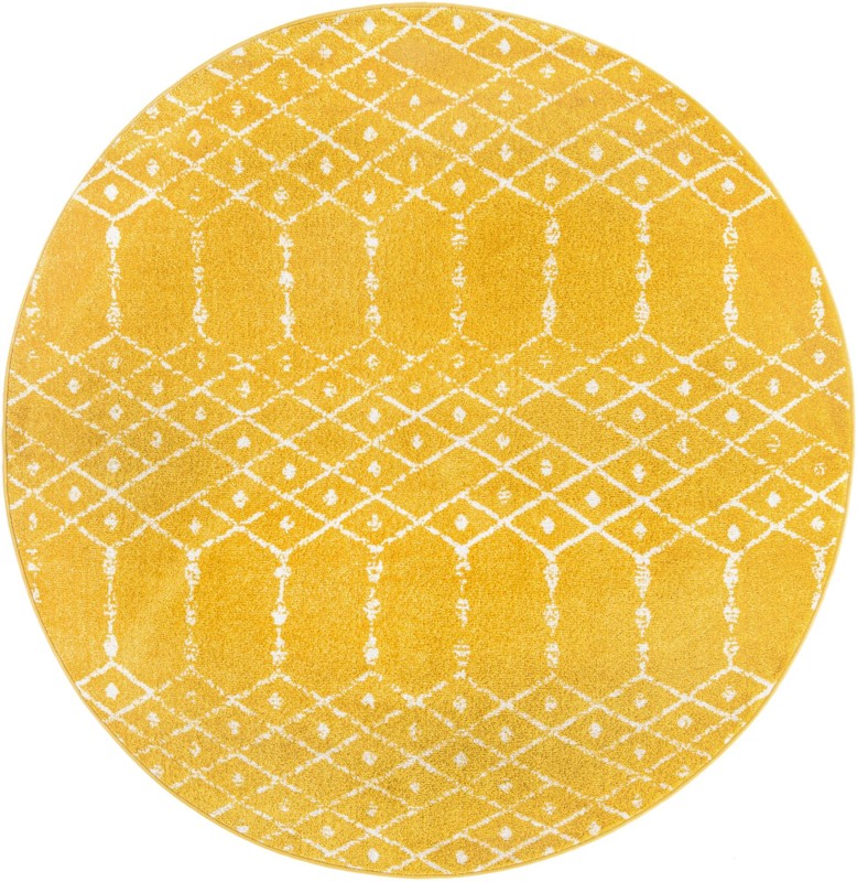 5' 3 x 5' 3 Newcomb · Diamond rug, yellow