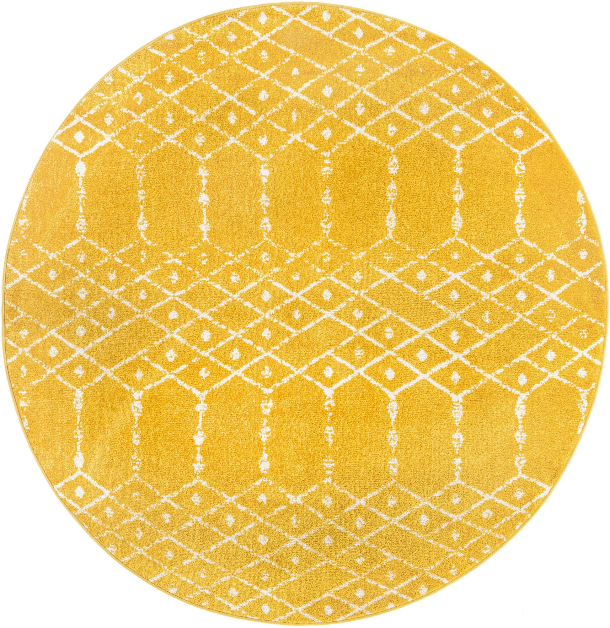 5' 3 x 5' 3 Newcomb · Diamond rug, yellow