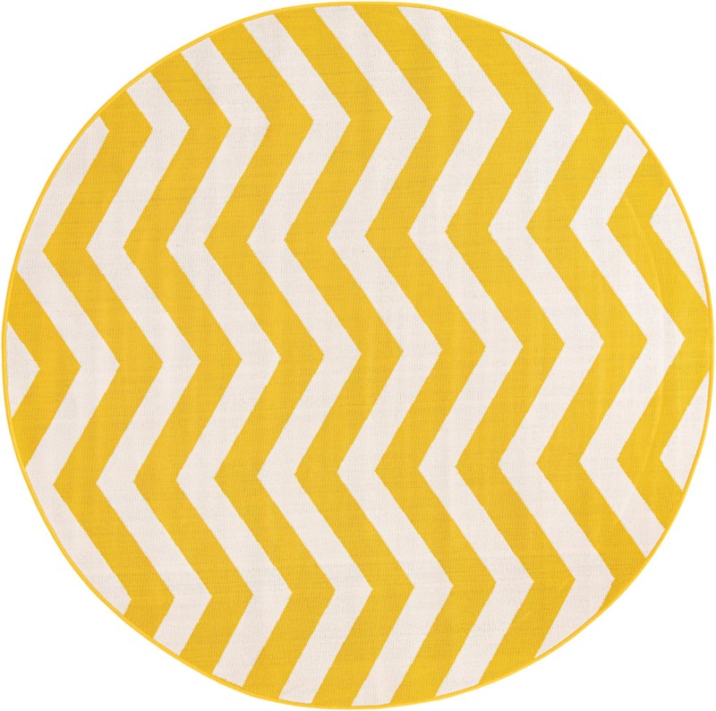 7' x 7' Seabrook · Chevron Outdoor Rug, yellow and ivory