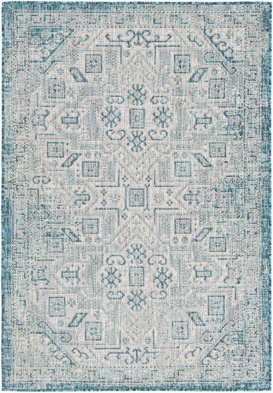 4' x 6' Estuary · Border Outdoor Rug, teal