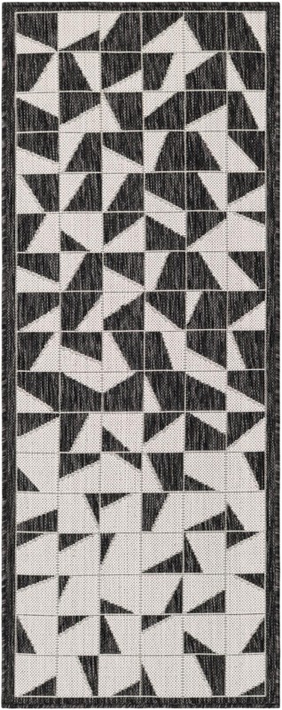 Hildreth · Geometric Outdoor Rug, black and white