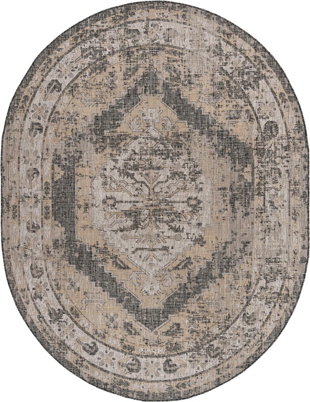 7' 10 x 10' Wylie · Border Outdoor Rug, charcoal