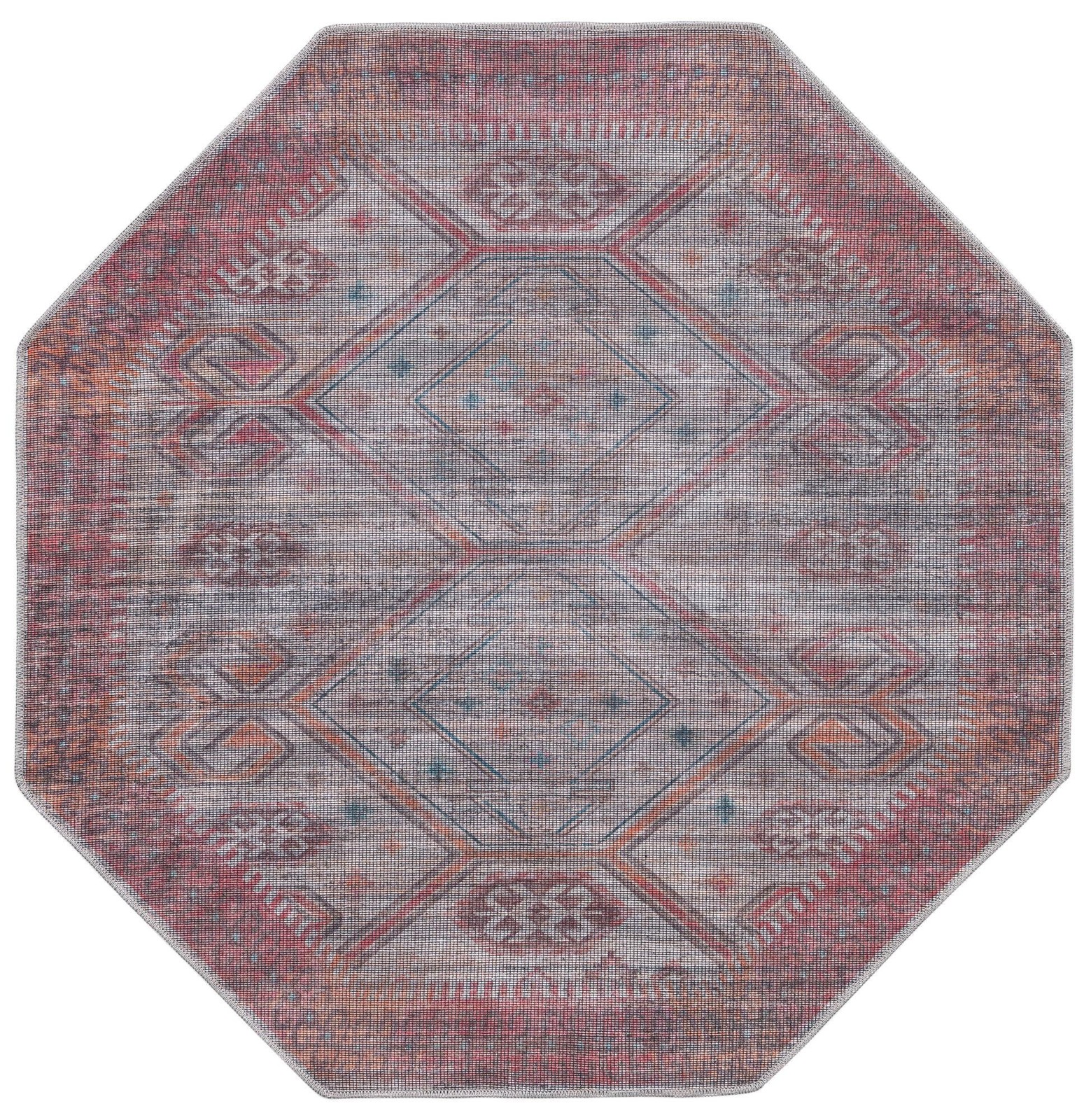5' 3 x 5' 3 Bascom · Geometric medallion Washable Rug, rust and beige