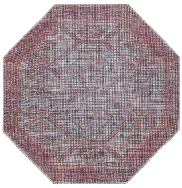 5' 3 x 5' 3 Bascom · Geometric medallion Washable Rug, rust and beige