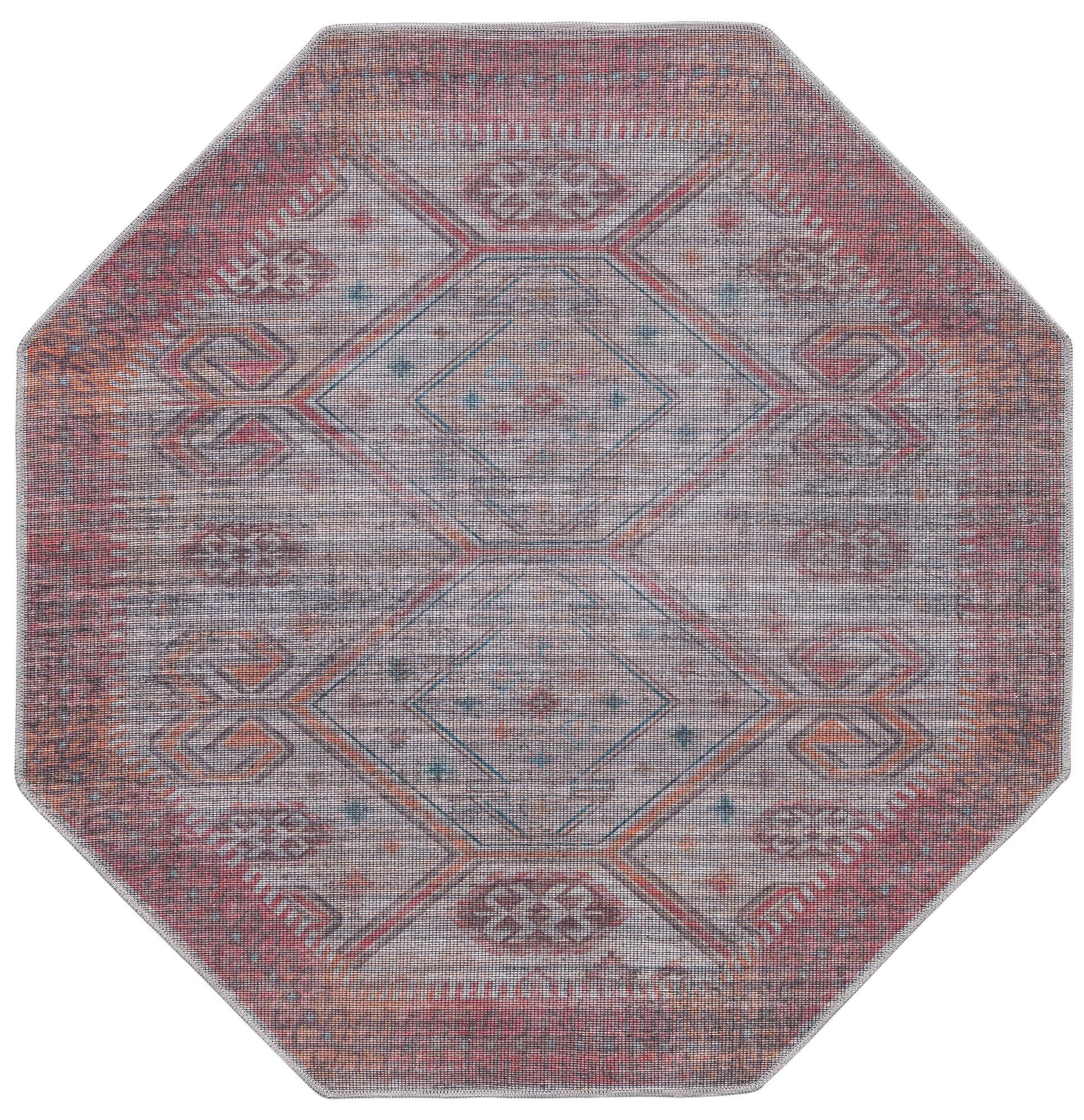 5' 3 x 5' 3 Bascom · Geometric medallion Washable Rug, rust and beige
