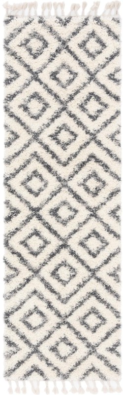 Tunstall · Diamond lattice Shag Rug, ivory and gray