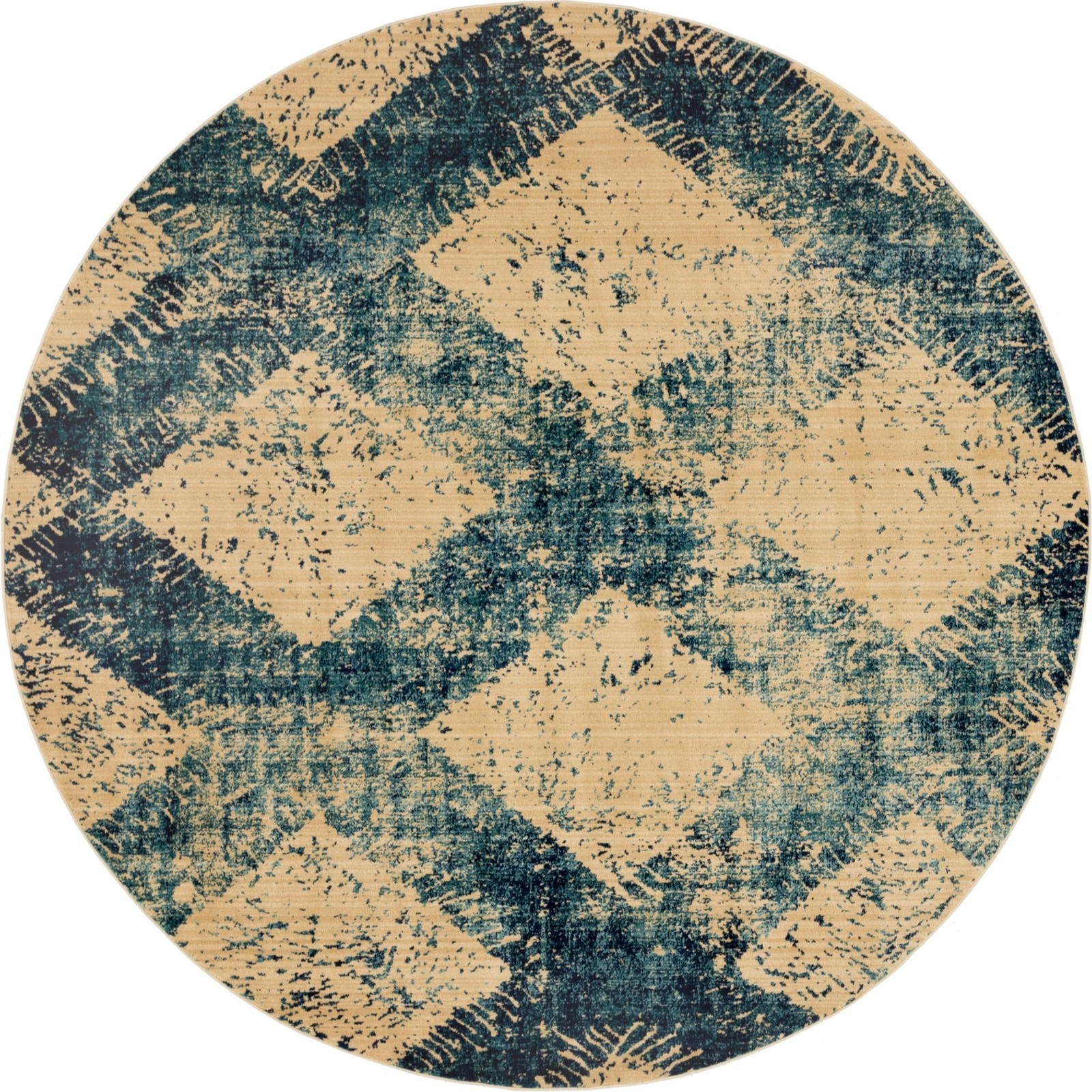 8' x 8' Whitaker · Diamond trellis rug, navy and cream