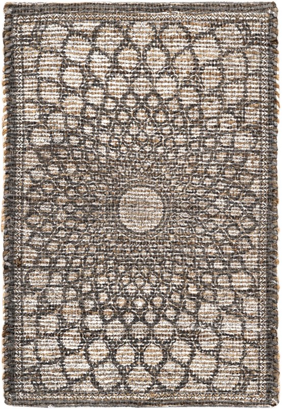 2' x 3' 1 Harriet · Medallion rug, charcoal and ivory