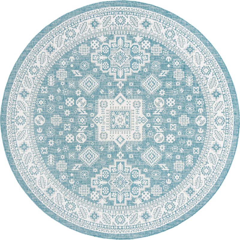 10' x 10' Bellamy · Border Outdoor Rug, aqua