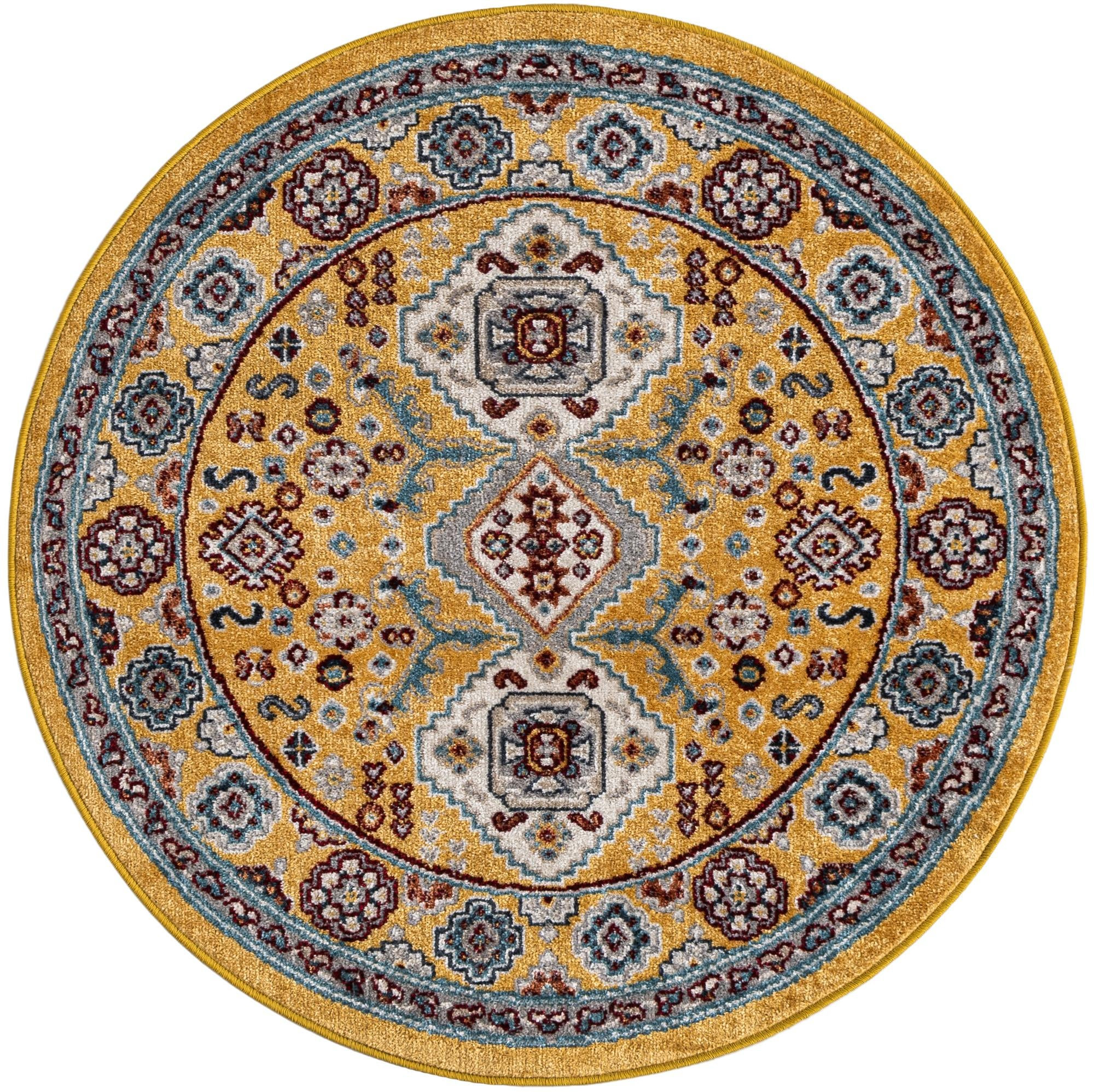 3' 3 x 3' 3 Middlebury · Border Washable Rug, yellow gold