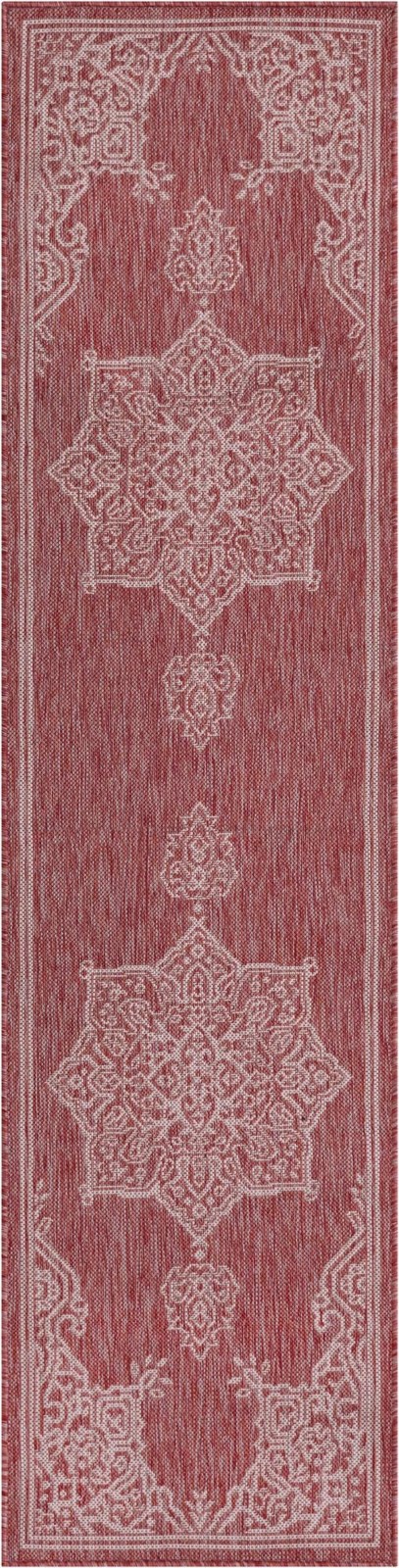 2' x 8' Rhys · Border Outdoor Rug, rustred