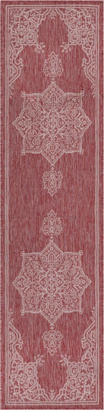 2' x 8' Rhys · Border Outdoor Rug, rustred