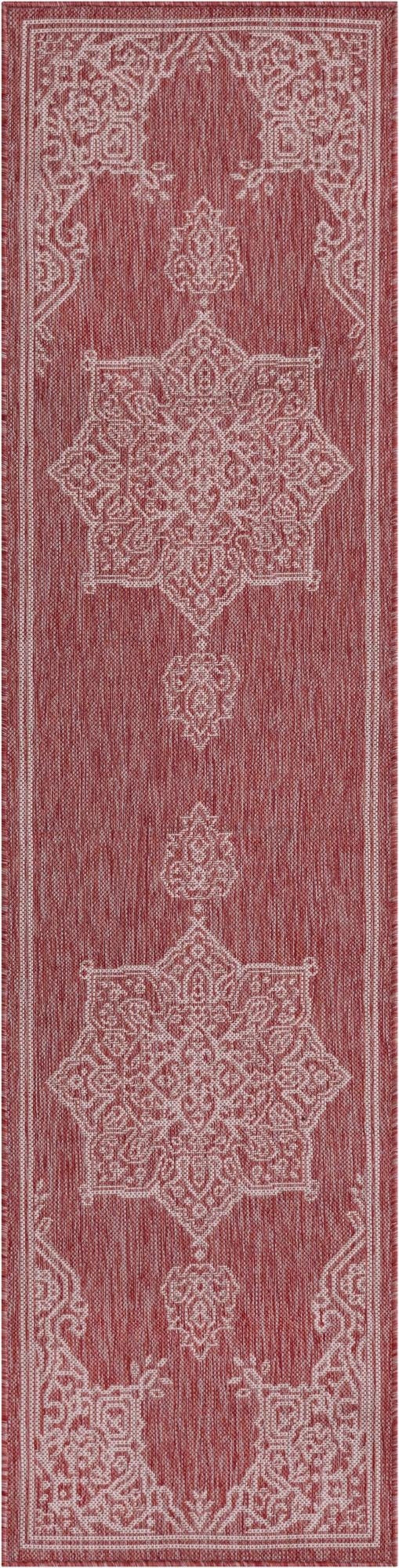2' x 8' Rhys · Border Outdoor Rug, rustred