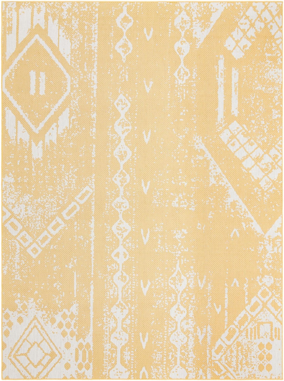 9' x 12' Wildman · Abstract Outdoor Rug, yellow