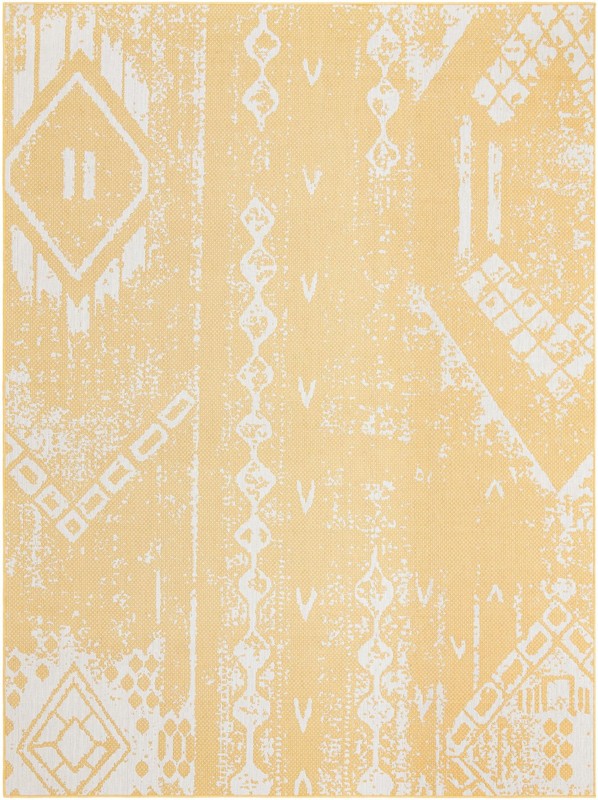 9' x 12' Wildman · Abstract Outdoor Rug, yellow