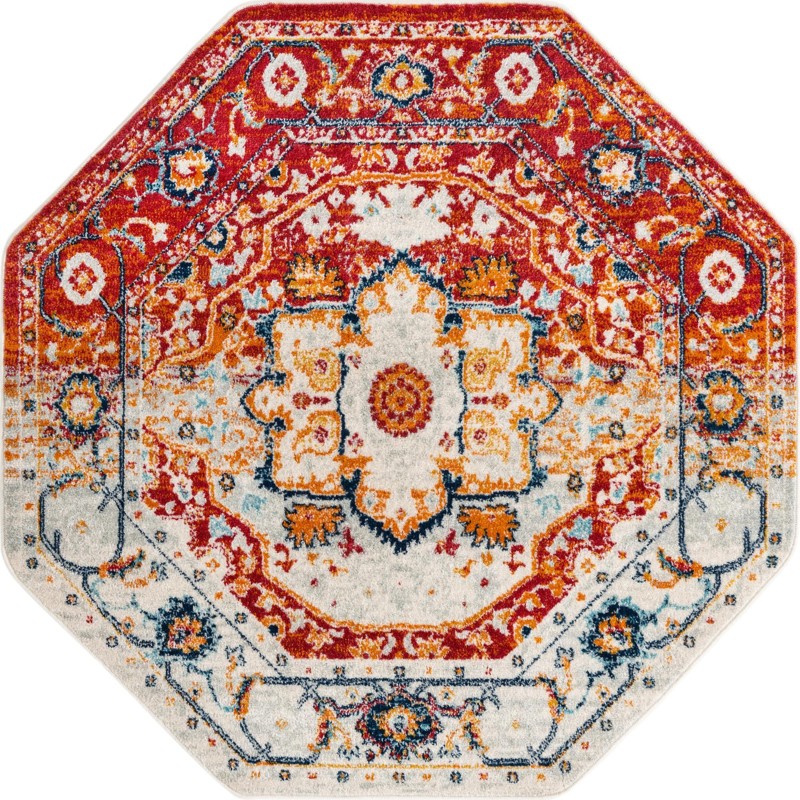 Pierce · Medallion rug, rust and navy