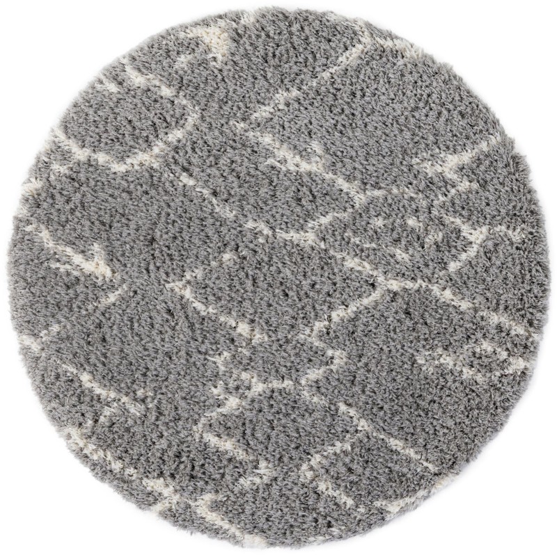 5' x 5' Bramblewood · Abstract Shag Rug, ash gray