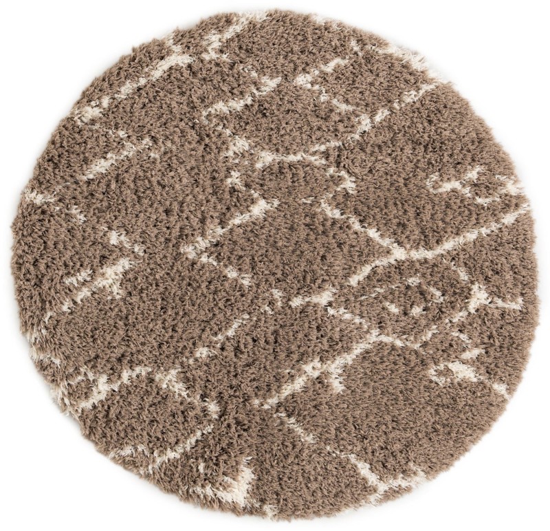 5' x 5' Bramblewood · Diamond shag rug, khaki and ivory