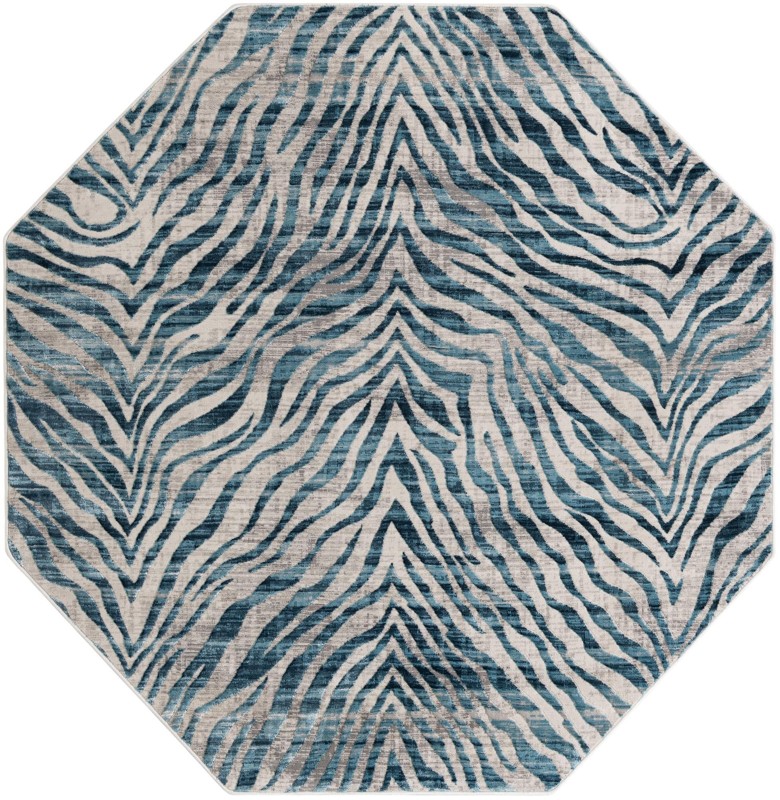 Beckford · Zebra rug, teal and cream