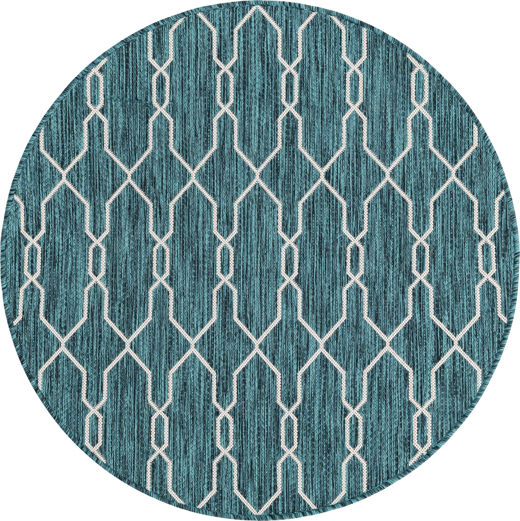 4' x 4' Bronson · Lattice Outdoor Rug, teal