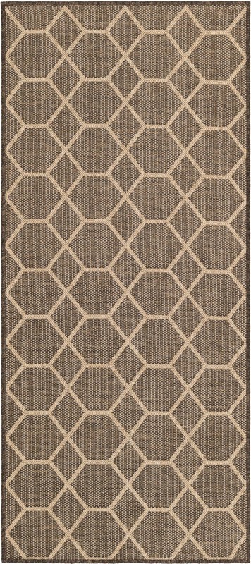 2' 7 x 6' Richter · Geometric lattice rug, brown and natural