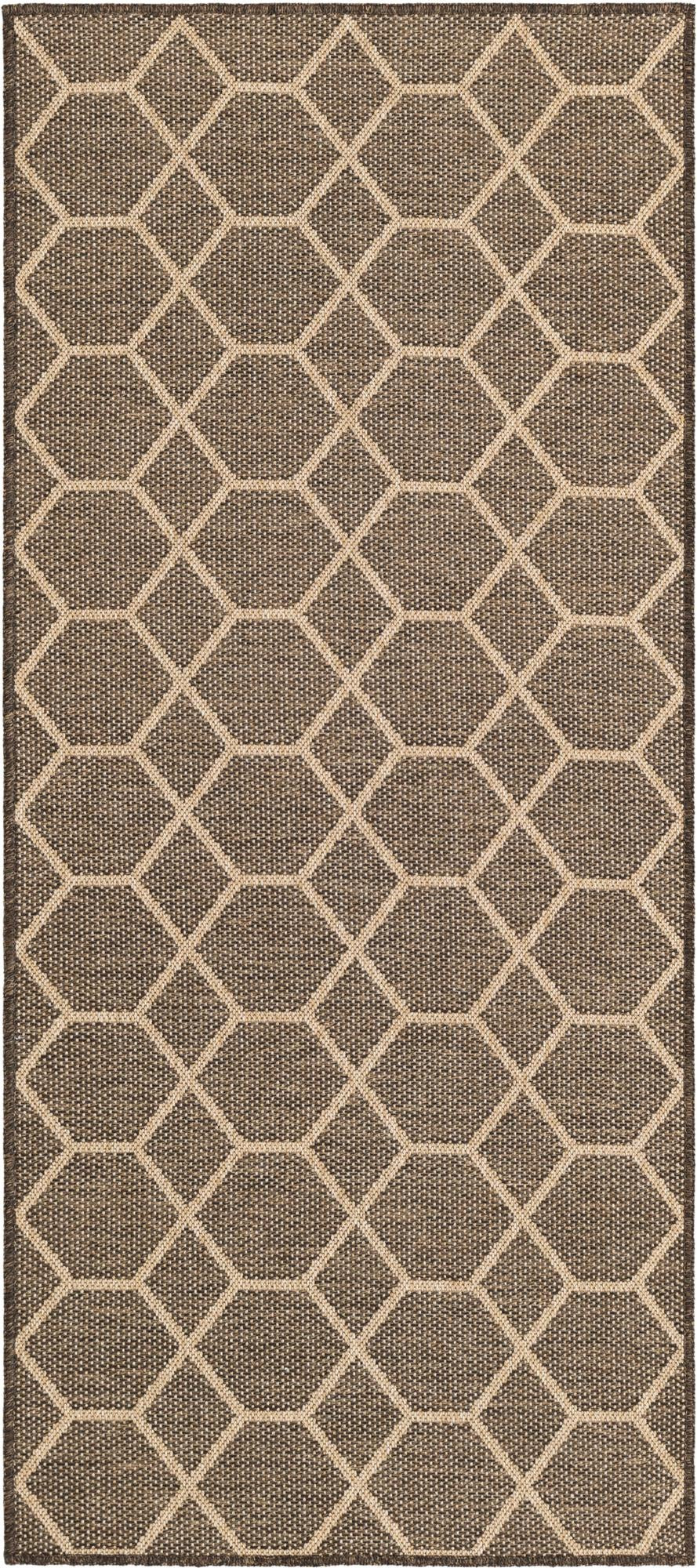 2' 7 x 6' Richter · Geometric lattice rug, brown and natural
