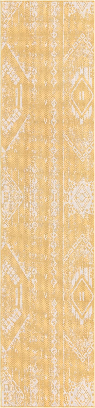 3' 3 x 14' Wildman · Geometric Outdoor Rug, yellow