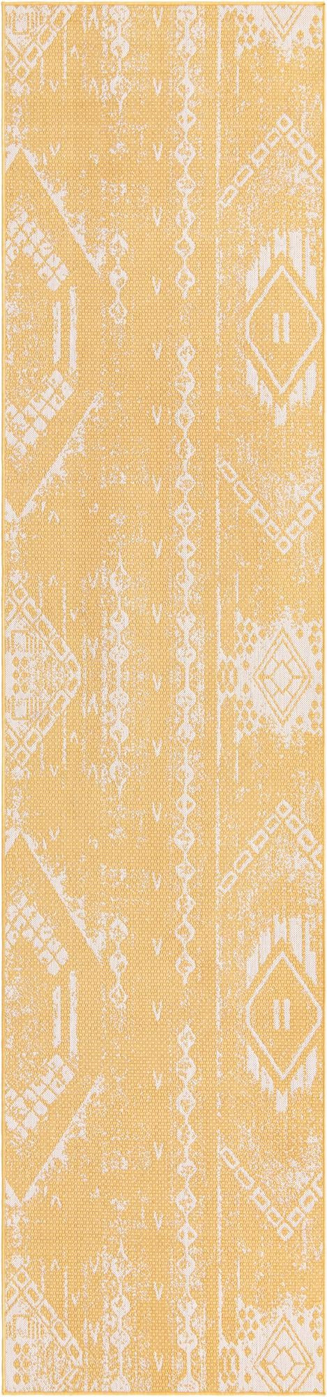 3' 3 x 14' Wildman · Geometric Outdoor Rug, yellow
