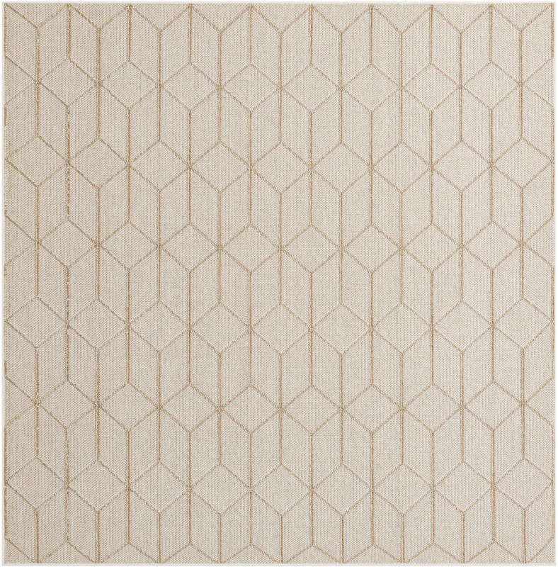 7' 10 x 7' 10 Jasper · Geometric diamond Outdoor Rug, beige and cream