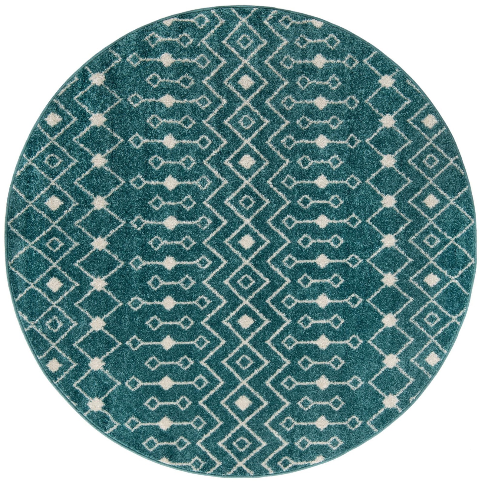 6' x 6' Boswell · Geometric trellis rug, turquoise and ivory