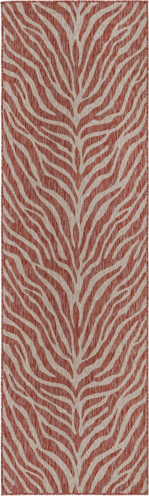 2' 7 x 10' Abney · Zebra Outdoor Rug, rust red and ivory