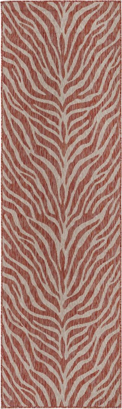 2' 7 x 10' Abney · Zebra Outdoor Rug, rust red and ivory