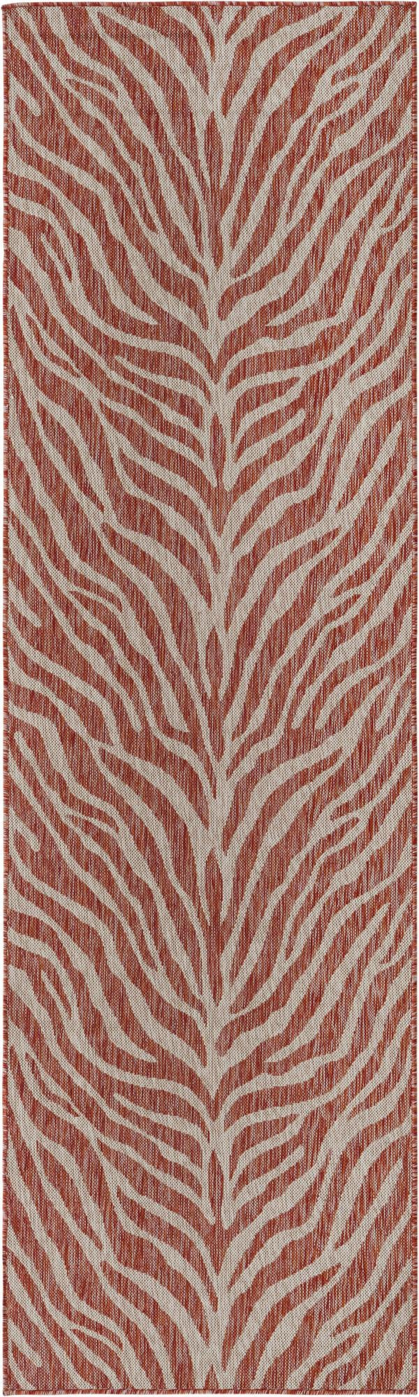 2' 7 x 10' Abney · Zebra Outdoor Rug, rust red and ivory