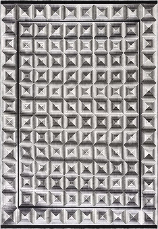 7' 1 x 10' Goddard · Border rug, black and white