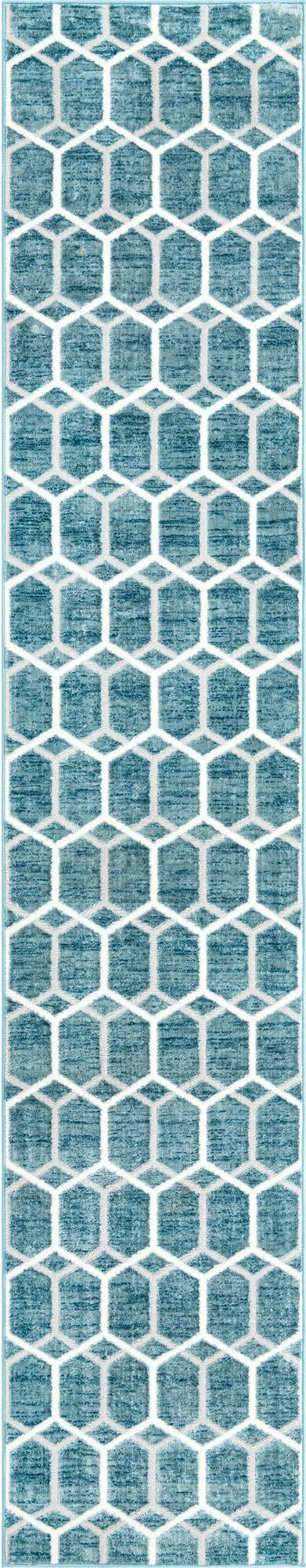2' 7 x 13' Babcock · Geometric rug, blue
