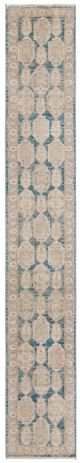 2' x 13' Pullman · Distressed medallion rug, blue and beige