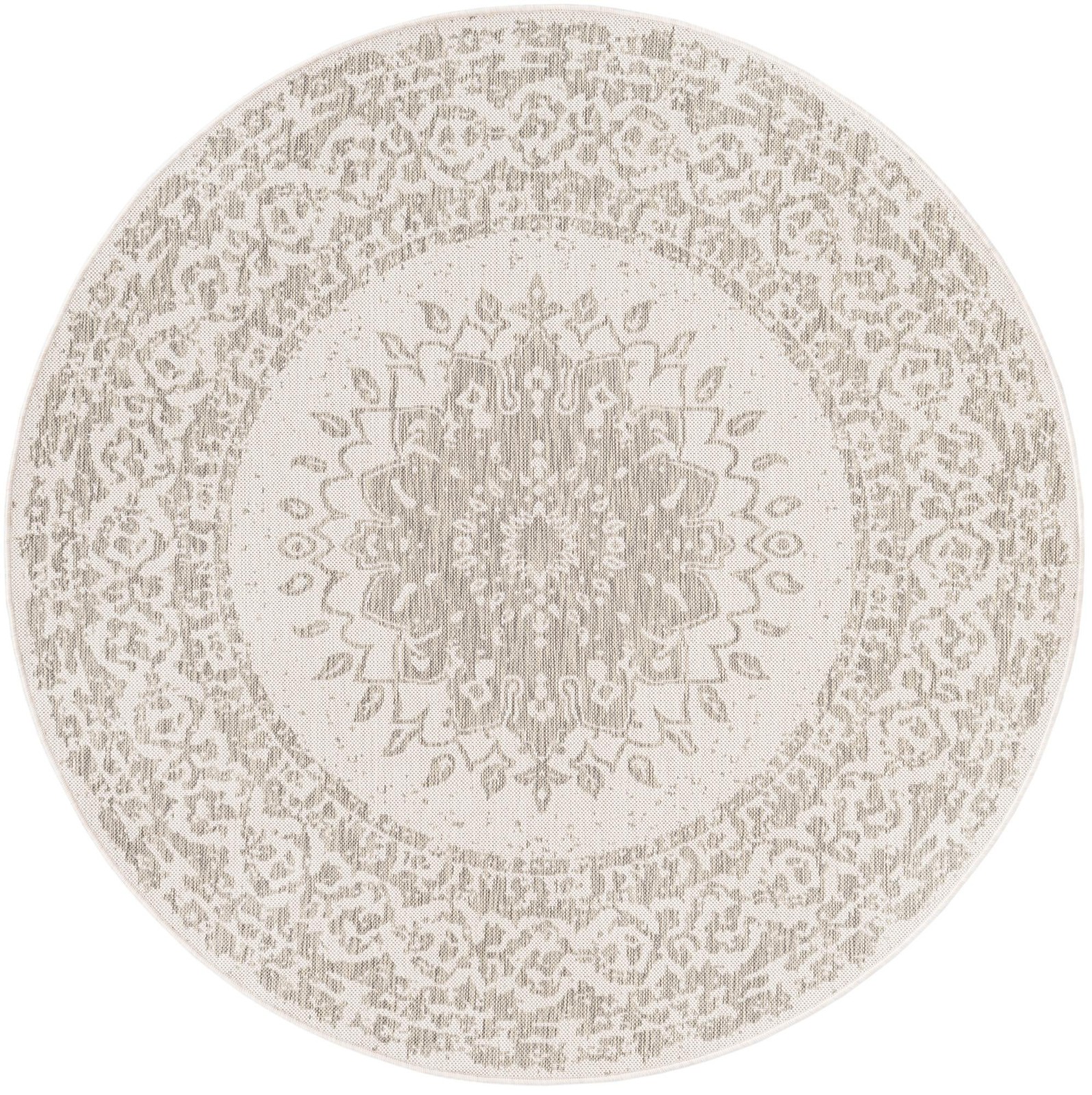 6' x 6' Royce · Faded medallion Outdoor Rug, gray and cream