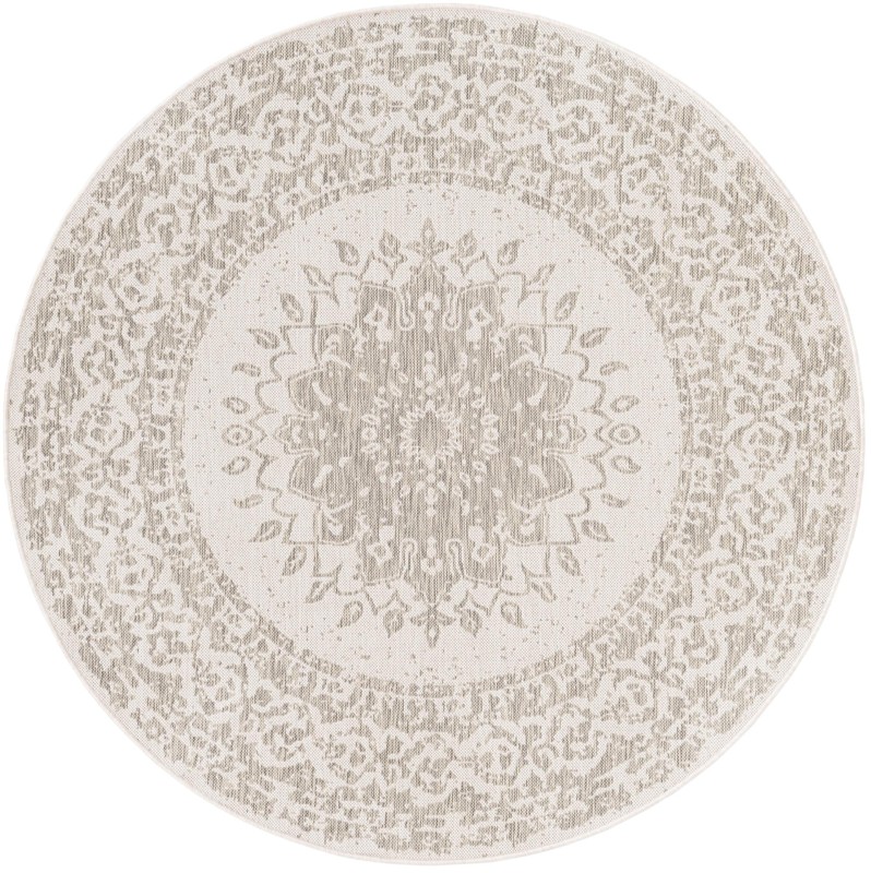 Royce · Faded medallion Outdoor Rug, gray and cream