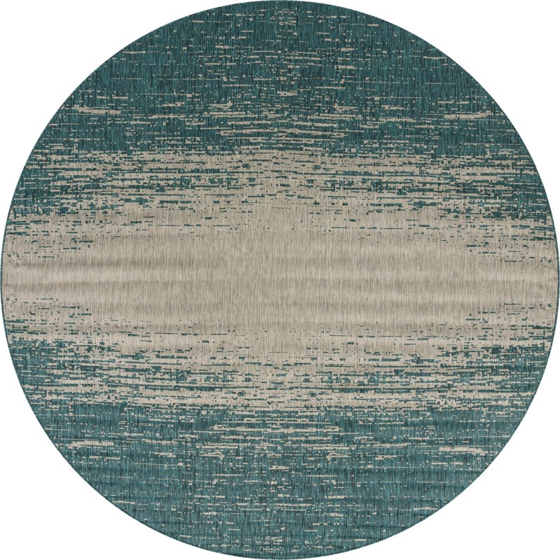 13' x 13' Buell · Abstract striped Outdoor Rug, teal and gray