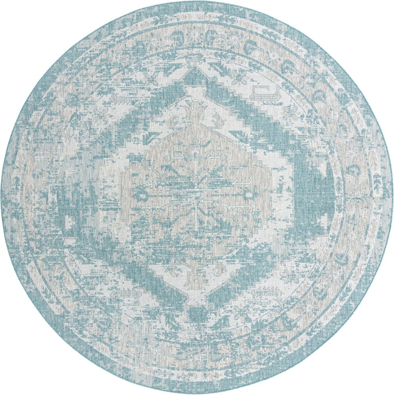13' x 13' Wylie · Border Outdoor Rug, aqua