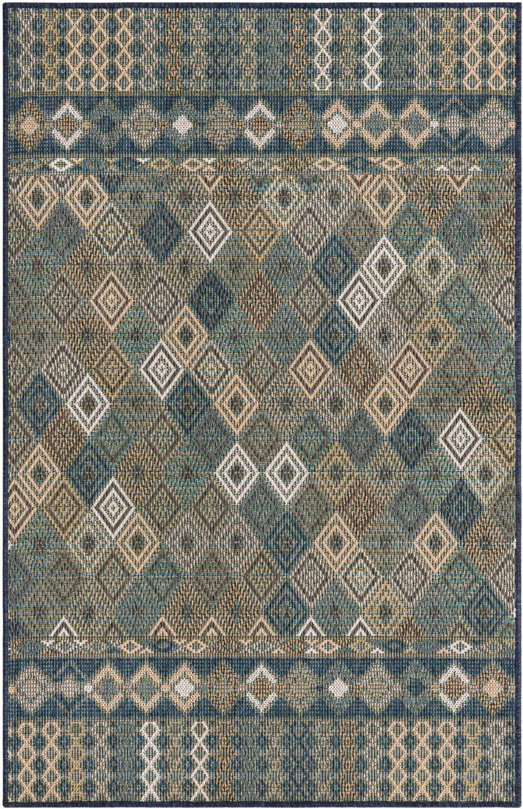 4' x 6' Violet · Border Outdoor Rug, navy