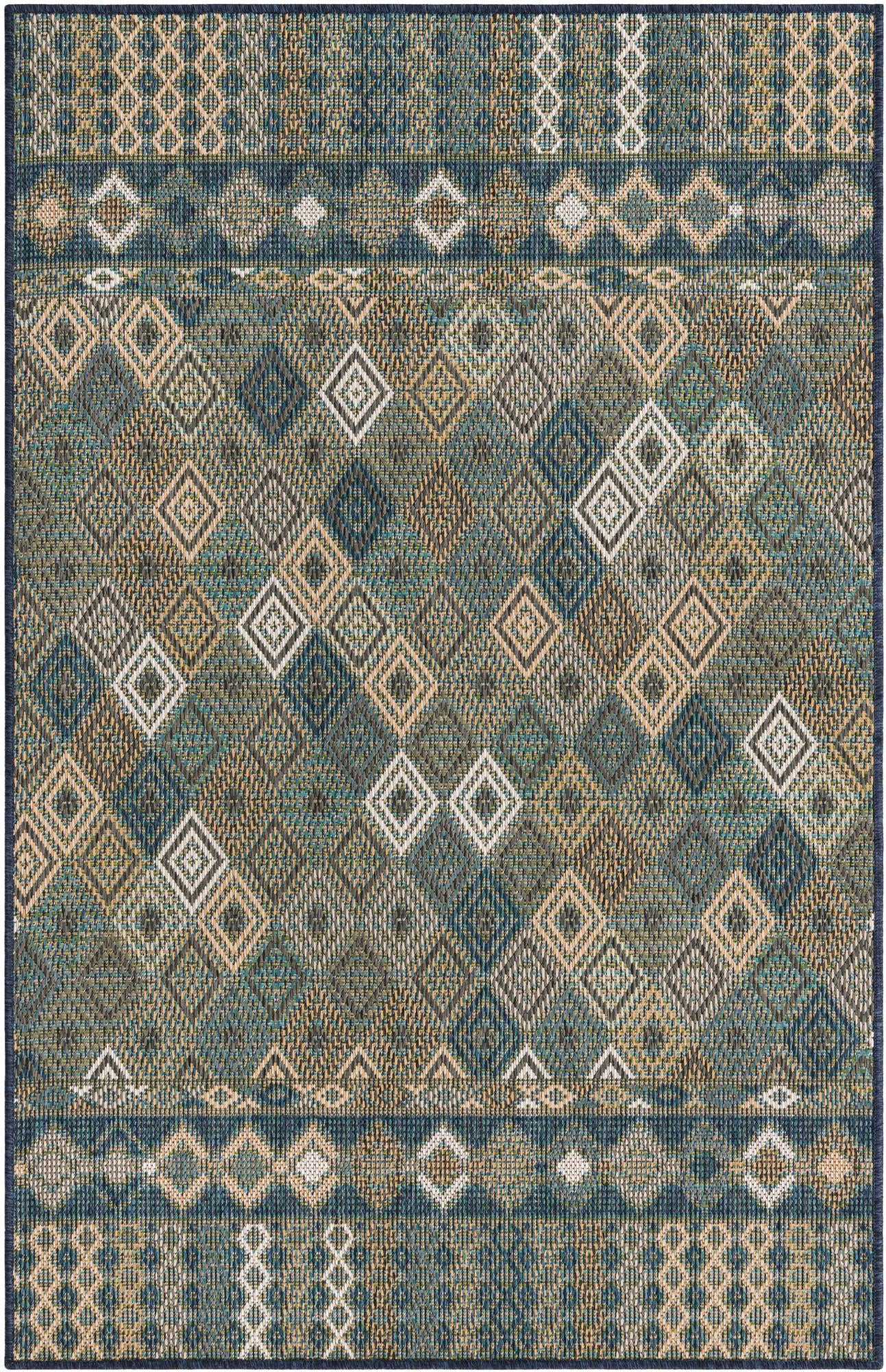 4' x 6' Violet · Border Outdoor Rug, navy