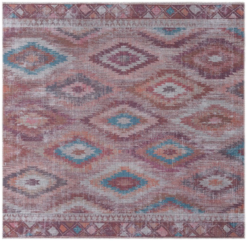 Uttley · Diamond tribal Washable Rug, terracotta and turquoise