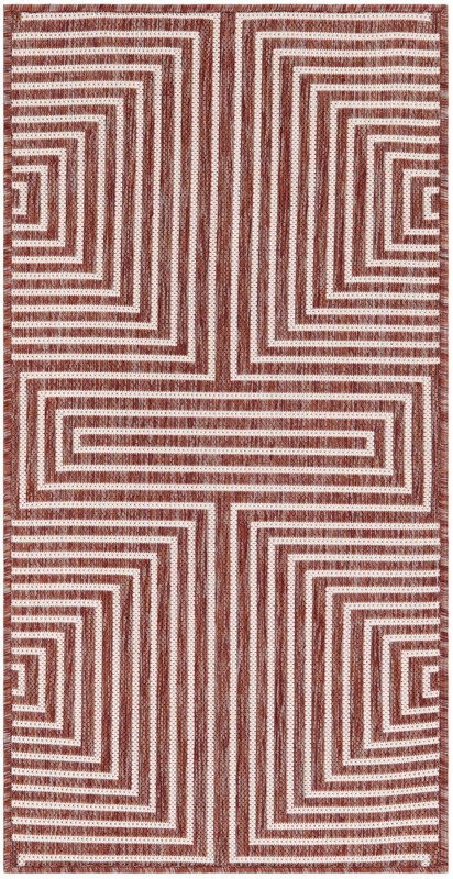2' x 4' Gorse · Geometric Outdoor Rug, rust red