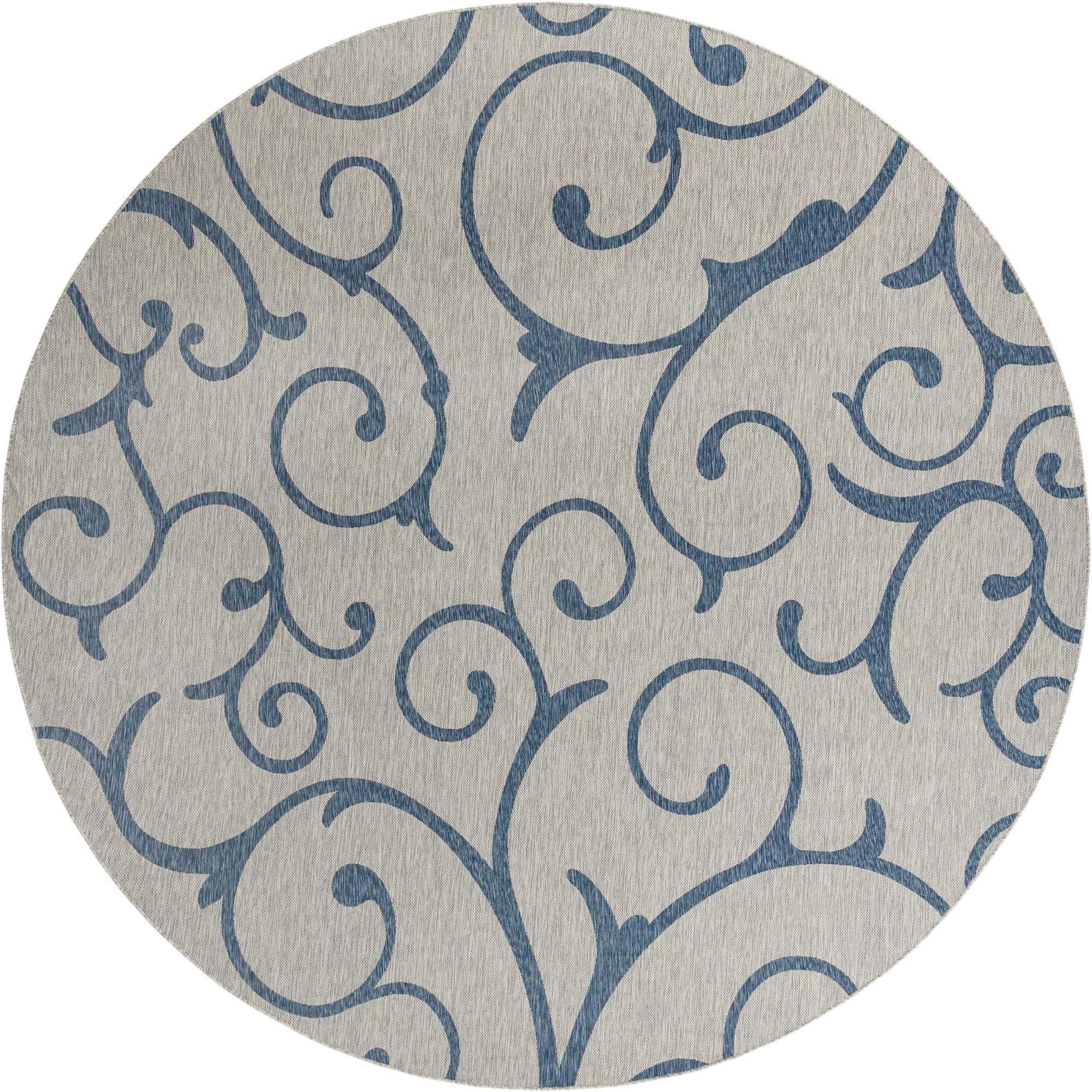 13' x 13' Shale · Floral / botanical Outdoor Rug, gray