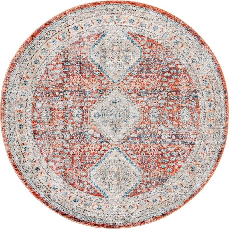 5' 3 x 5' 3 Greenbriar · Border rug, red