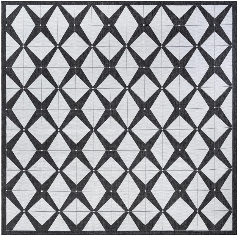 13' x 13' Whyte · Geometric diamond Outdoor Rug, black and white