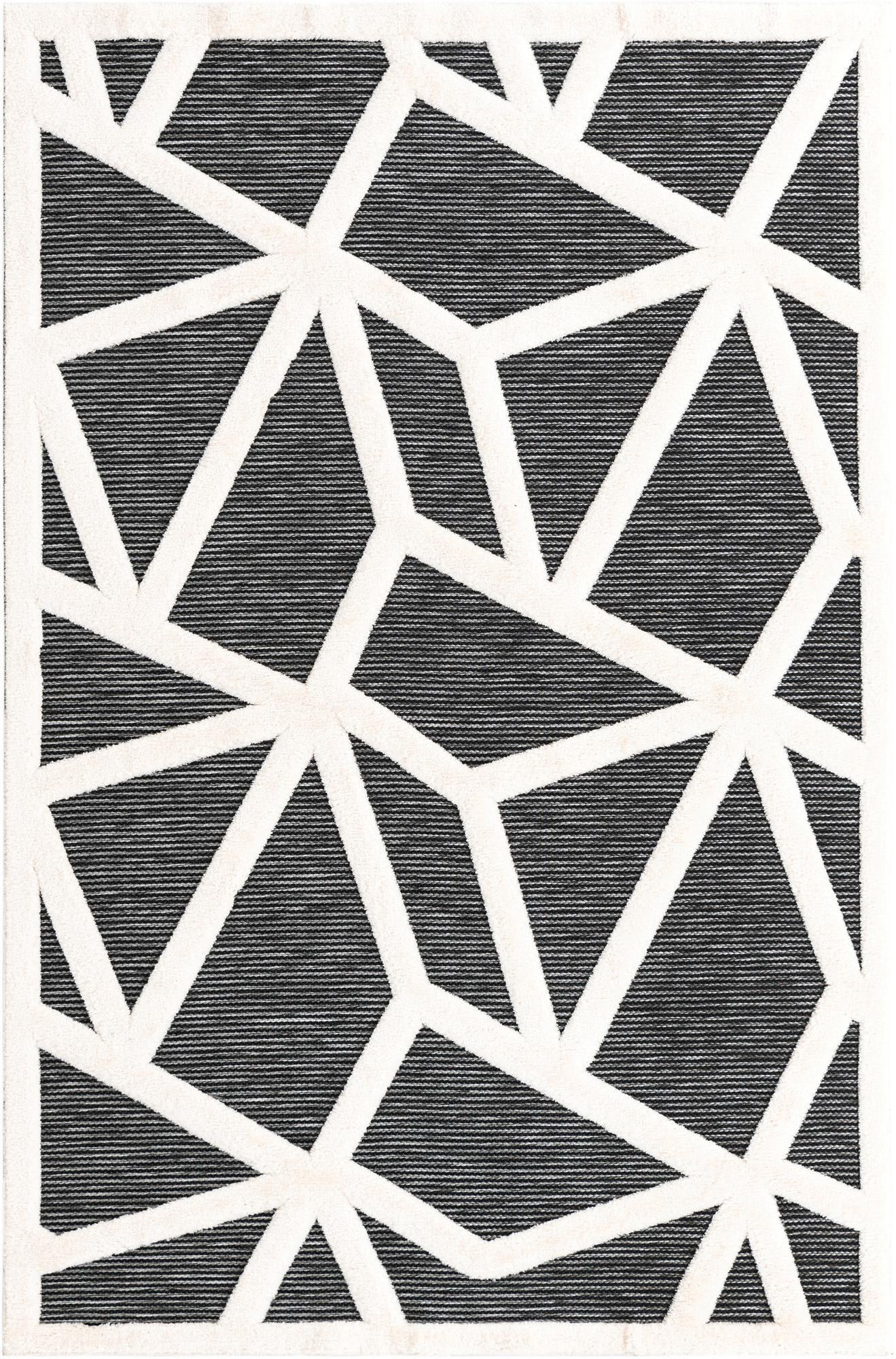 6' x 9' Sutter · Geometric line rug, gray and ivory
